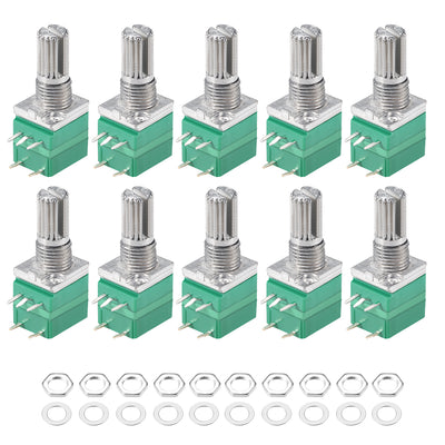 Harfington Uxcell Potentiometer With Switch  B50K Ohm Variable Resistors Single Turn Rotary Carbon Film Taper RV097NS  10pcs