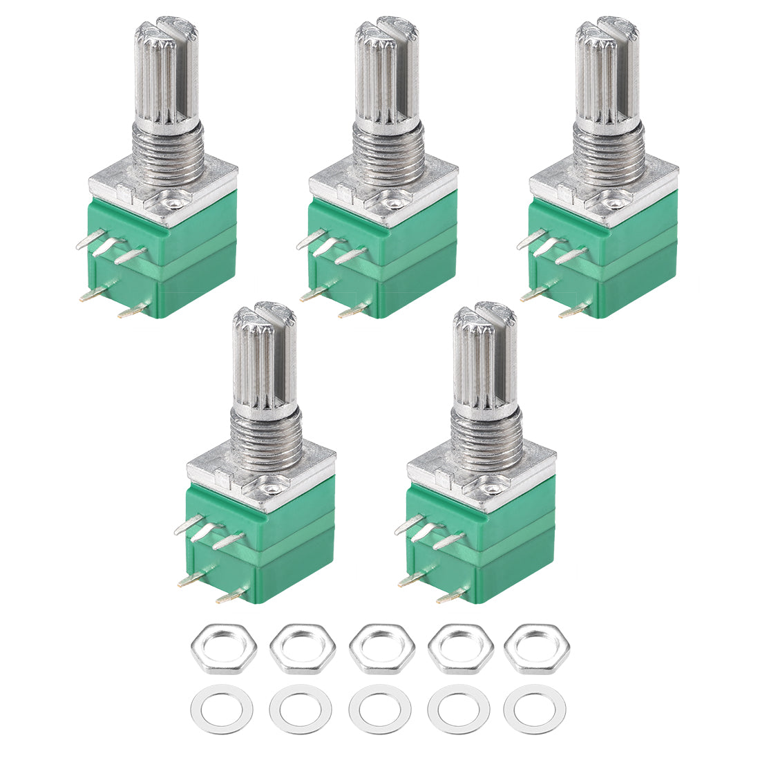 uxcell Uxcell 5 Stück 500K Ohm Variable Widerstände Single Turn Rotary Carbon Film Potentiometer