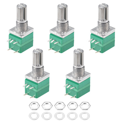 Harfington Uxcell Potentiometer With Switch  B5K Ohm Variable Resistors Single Turn Rotary Carbon Film Taper RV097NS  5pcs