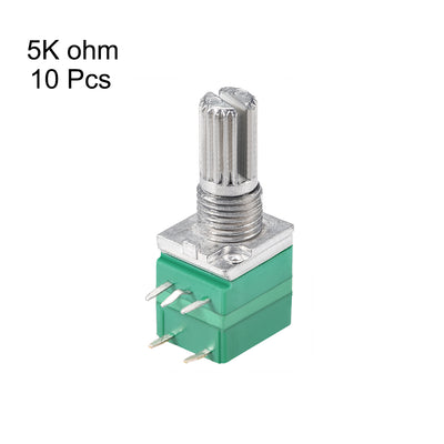 Harfington Uxcell Potentiometer With Switch  B5K Ohm Variable Resistors Single Turn Rotary Carbon Film Taper RV097NS 10pcs