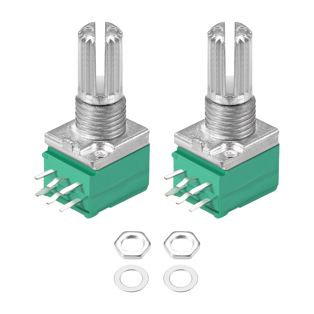 uxcell Uxcell Potentiometer  B100K Ohm Variable Resistors Double Turn Rotary Carbon Film Taper RV097NS  2pcs