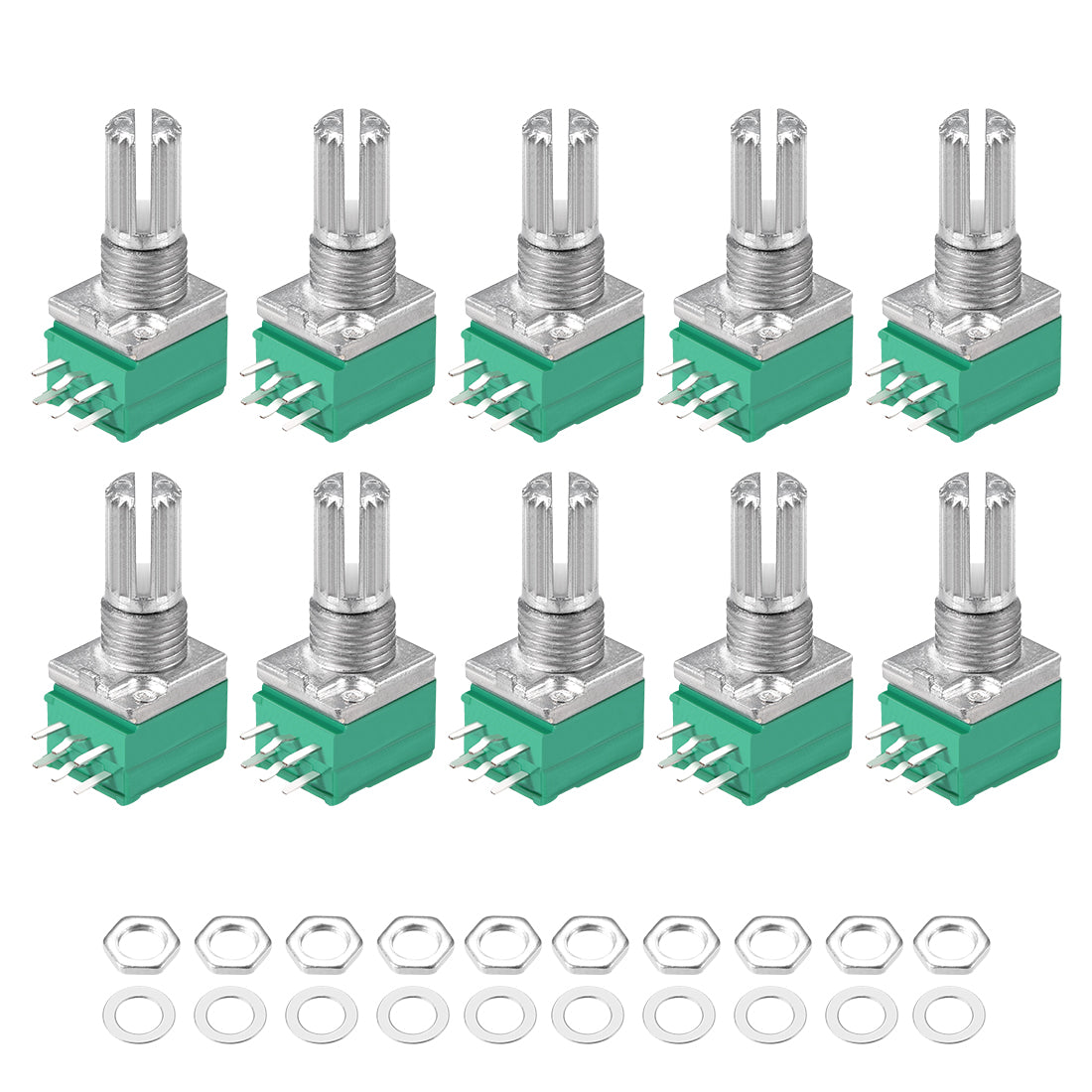 uxcell Uxcell 10 Stück 100K Ohm Variable Widerstände Double Turn Rotary Carbon Film Potentiometer