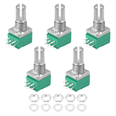 Harfington Uxcell Potentiometer  B10K Ohm Variable Resistors Double Turn Rotary Carbon Film Taper RV097NS  5pcs