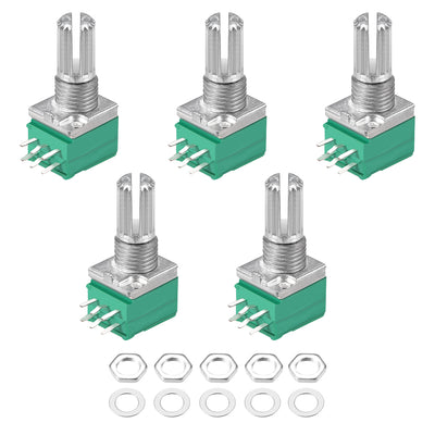 Harfington Uxcell Potentiometer  B20K Ohm Variable Resistors Double Turn Rotary Carbon Film Taper RV097NS  5pcs