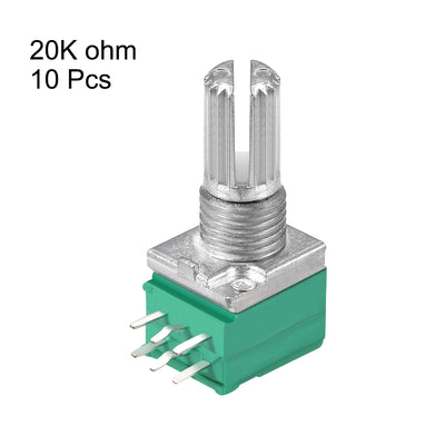 Harfington Uxcell Potentiometer  B20K Ohm Variable Resistors Double Turn Rotary Carbon Film Taper RV097NS  10pcs