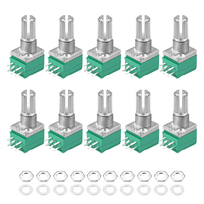 Harfington Uxcell Potentiometer  B20K Ohm Variable Resistors Double Turn Rotary Carbon Film Taper RV097NS  10pcs