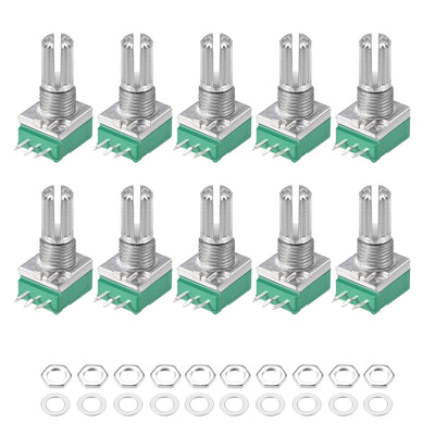 Harfington Uxcell Potentiometer  B100K Ohm Variable Resistors Single Turn Rotary Carbon Film Taper RV097NS  10pcs