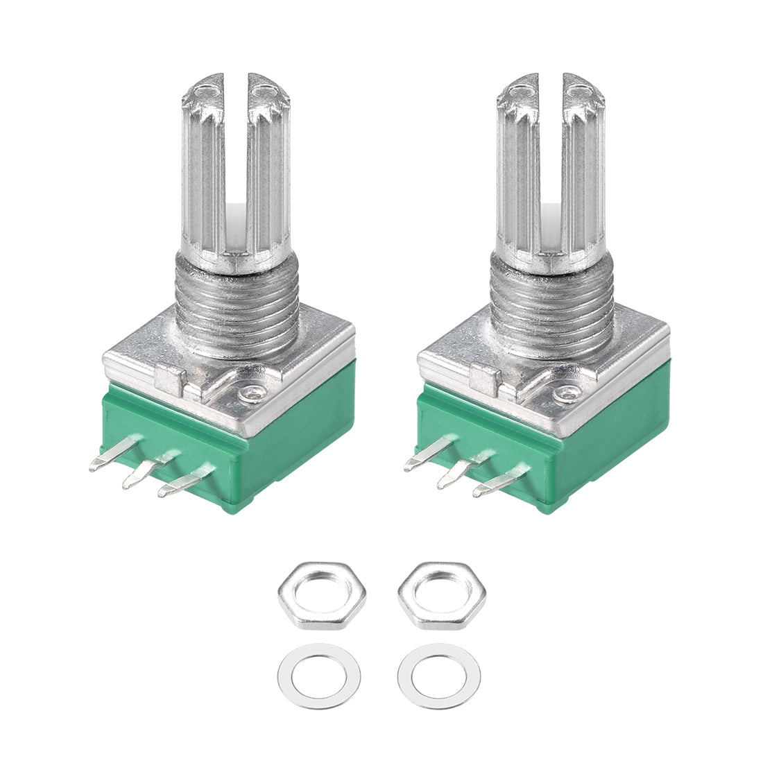 uxcell Uxcell Potentiometer  B10K Ohm Variable Resistors Single Turn Rotary Carbon Film Taper RV097NS  2pcs