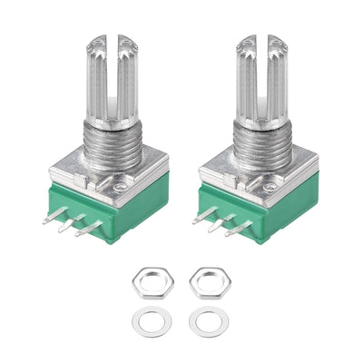 Harfington Uxcell Potentiometer  B10K Ohm Variable Resistors Single Turn Rotary Carbon Film Taper RV097NS  2pcs