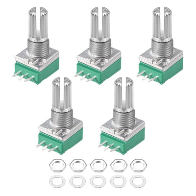 Harfington Uxcell Potentiometer  B20K Ohm Variable Resistors Single Turn Rotary Carbon Film Taper RV097NS  5pcs