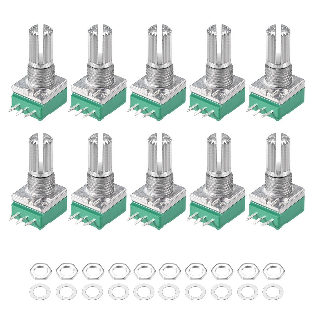 uxcell Uxcell 10Stück 5K Ohm VaristorSinglerotations-Kohleschicht Kegel Potentiometer