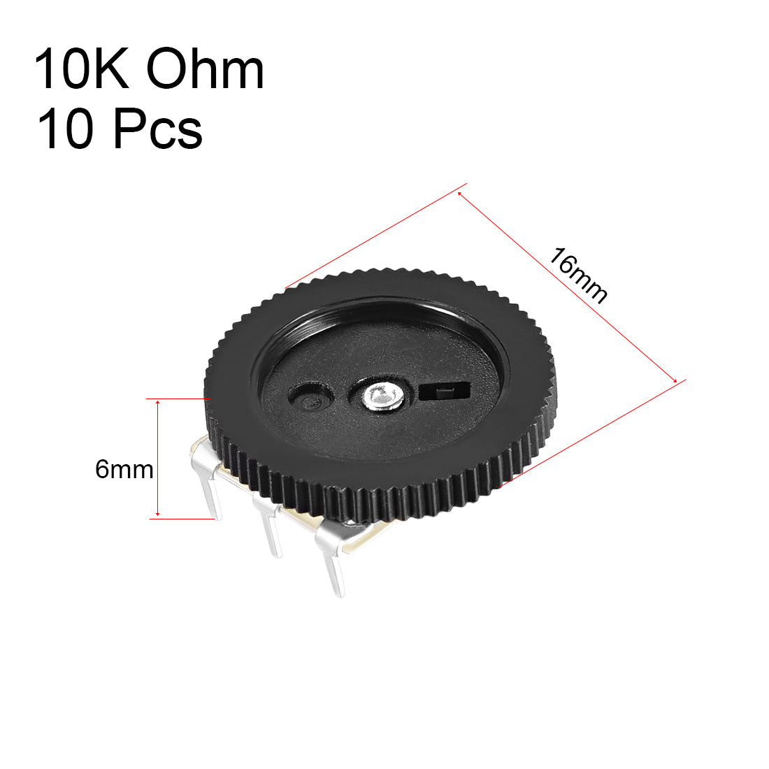 uxcell Uxcell 10K Ohm Dial  Wheel Potentiometer for Audio Stereo Volume Switch Control 16x6mm 10Pcs