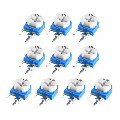 Harfington Uxcell Trimmer Potentiometer 1K Ohm Adjustment Horizontal Variable Resistors 10Pcs