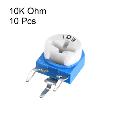 Harfington Uxcell Trimmer Potentiometer 10K Ohm Adjustment Horizontal Variable Resistors 10Pcs Side Mounting