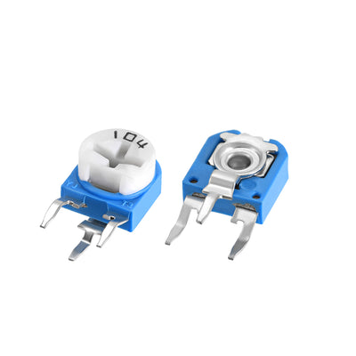 Harfington Uxcell Trimmer Potentiometer 100K Ohm Adjustment Horizontal Variable Resistors 50Pcs Side Mounting