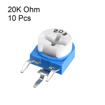 Harfington Uxcell Trimmer Potentiometer 20K Ohm Adjustment Horizontal Variable Resistors 10Pcs