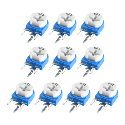 Harfington Uxcell Trimmer Potentiometer 50K Ohm Adjustment Horizontal Variable Resistors 10Pcs