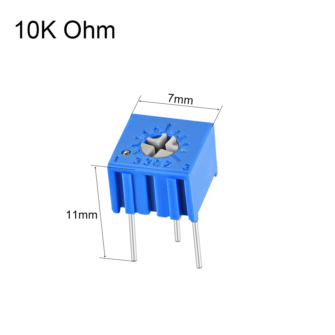 uxcell Uxcell 3362 Trimmer Potentiometer 10K Ohm Top Adjustment Horizontal Variable Resistors 5Pcs