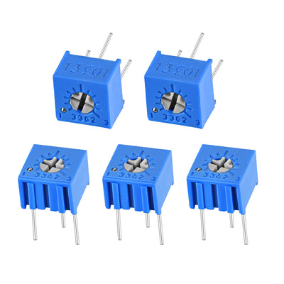 Harfington Uxcell 3362 Trimmer Potentiometer 10K Ohm Top Adjustment Horizontal Variable Resistors 5Pcs