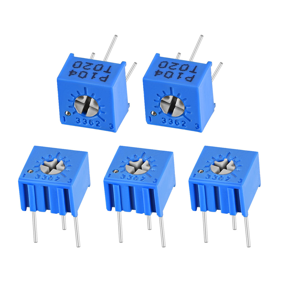 uxcell Uxcell 3362 Trimmer Potentiometer 100K Ohm Top Adjustment Horizontal Variable Resistors 5Pcs