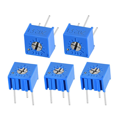 Harfington Uxcell 3362 Trimmer Potentiometer 2K Ohm Top Adjustment Horizontal Variable Resistors 5Pcs