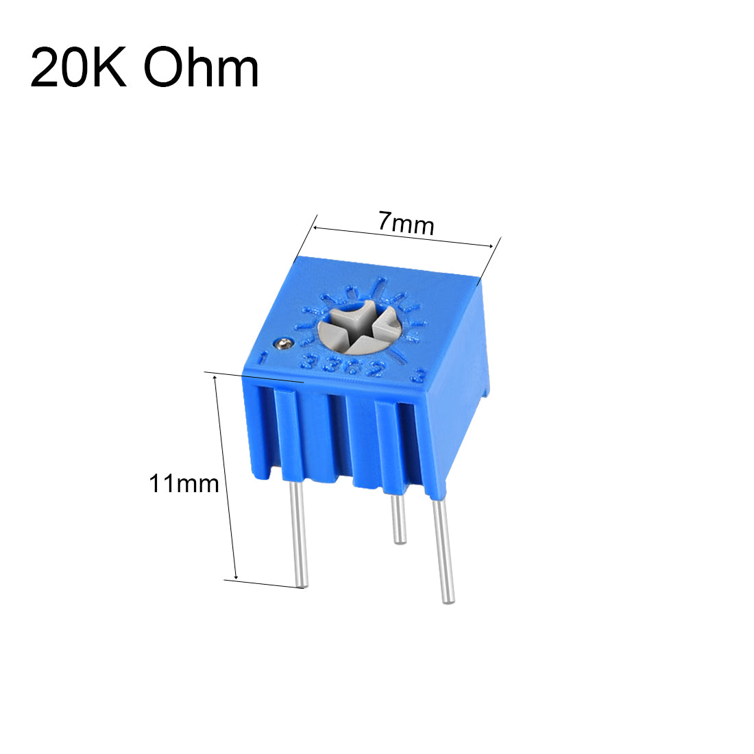 uxcell Uxcell 3362 Trimmer Potentiometer 20K Ohm Top Adjustment Horizontal Variable Resistors 10Pcs