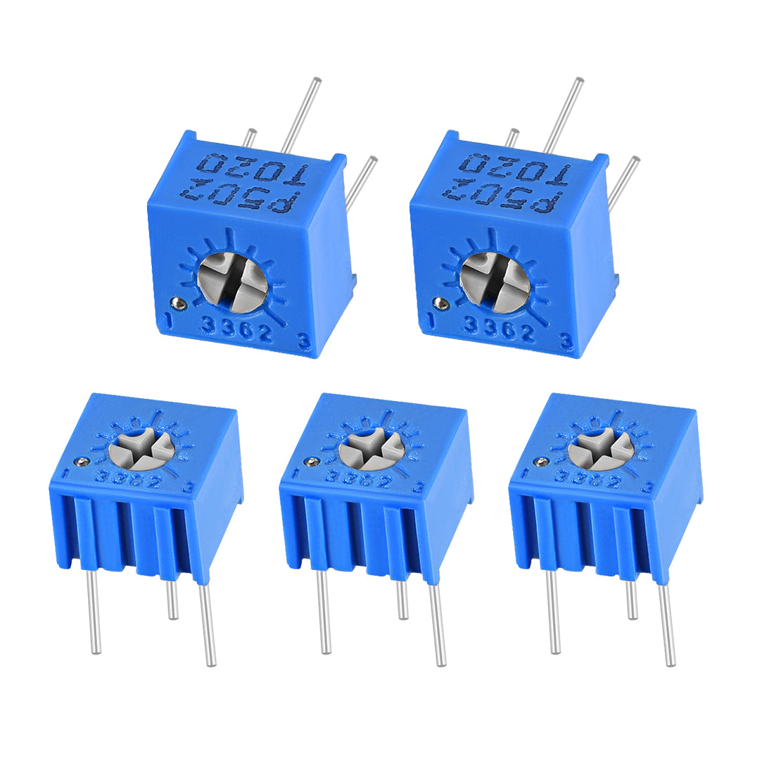 uxcell Uxcell 3362 Trimmer Potentiometer 5K Ohm Top Adjustment Horizontal Variable Resistors 5Pcs