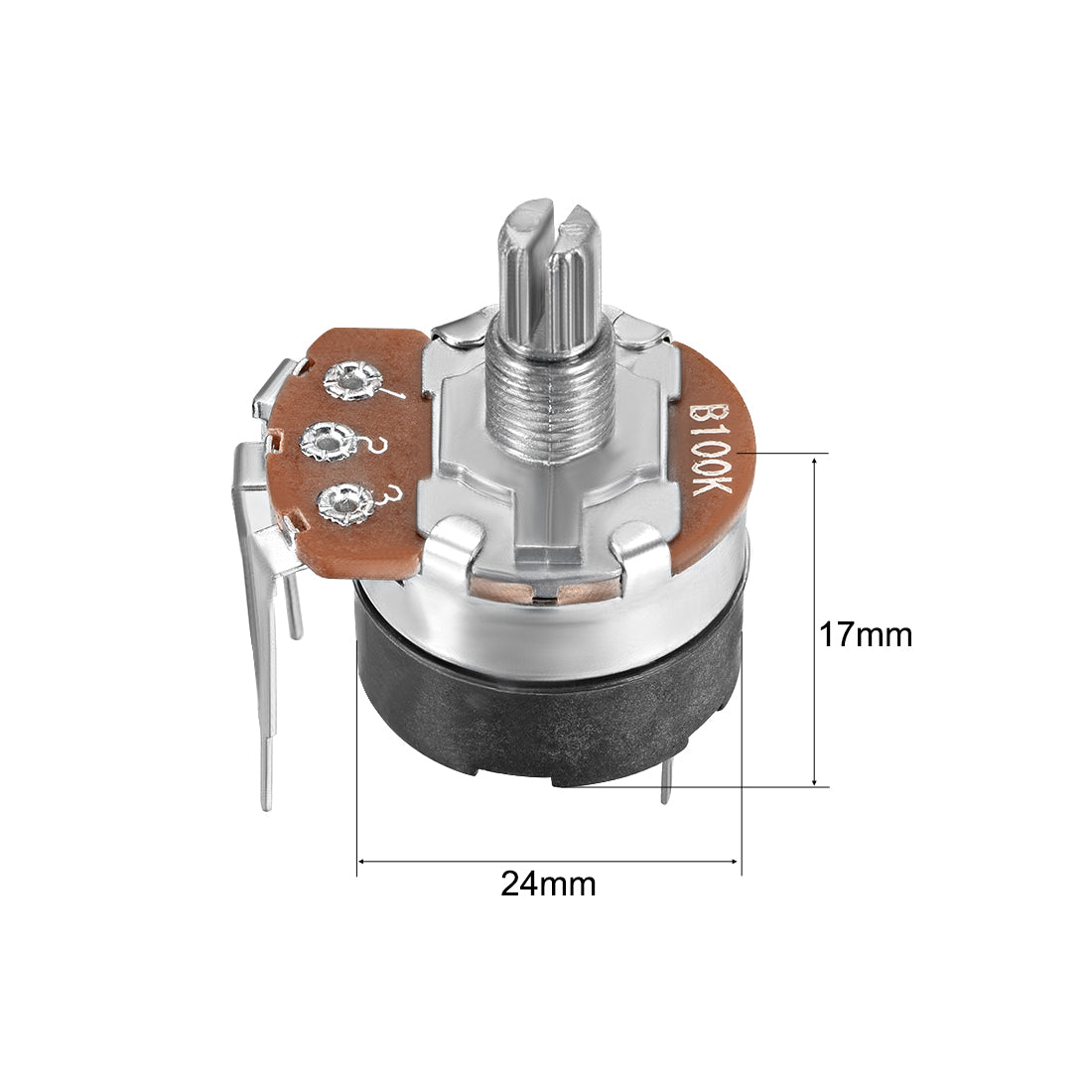 uxcell Uxcell WH138 Potentiometer with Switch B100K Ohm Variable Resistors Single Turn Rotary Carbon Film Taper 2pcs