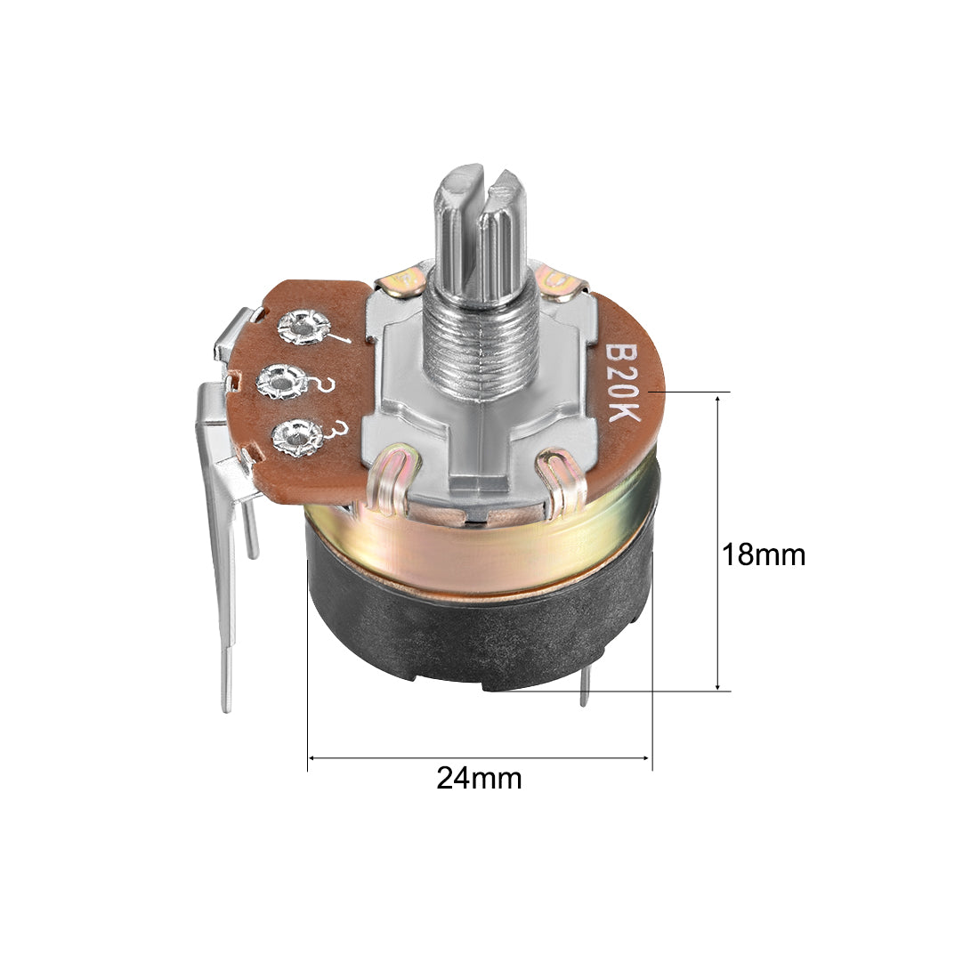 uxcell Uxcell WH138 Potentiometer with Switch 20K Ohm Variable Resistors Single Turn Rotary Carbon Film Taper 2pcs