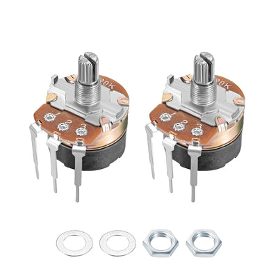 Harfington Uxcell WH138 Potentiometer with Switch 20K Ohm Variable Resistors Single Turn Rotary Carbon Film Taper 2pcs