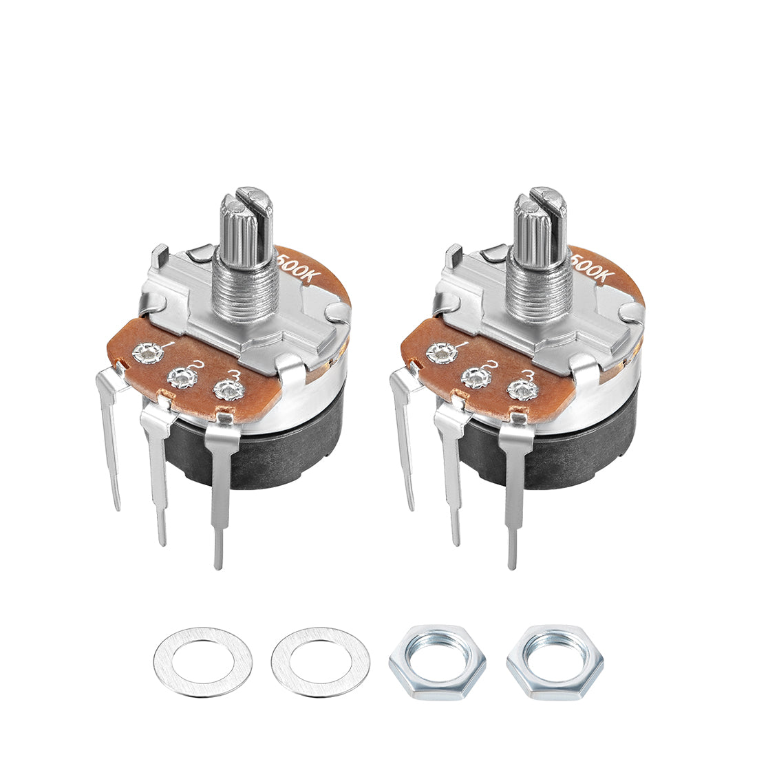 uxcell Uxcell 2stk. WH138 Variable Widerstand Einkreis Kohlen Film Potentiometer B500K Ohm