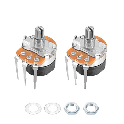 Harfington Uxcell WH138 Potentiometer with Switch 50K Ohm Variable Resistors Single Turn Rotary Carbon Film Taper 2pcs