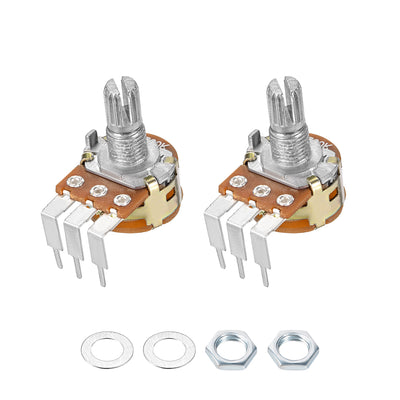 Harfington Uxcell WH148 Potentiometer with Switch 100K Ohm Variable Resistors Single Turn Rotary Carbon Film Taper 2pcs