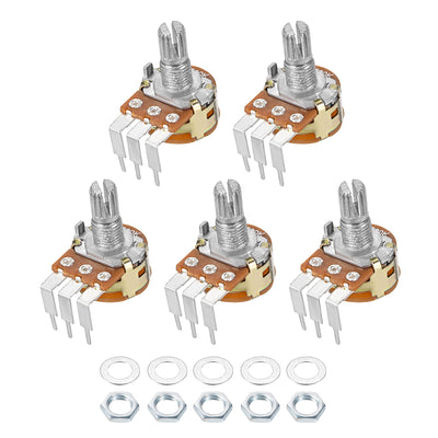 Harfington Uxcell WH148 Potentiometer with Switch 100K Ohm Variable Resistors Single Turn Rotary Carbon Film Taper 5pcs