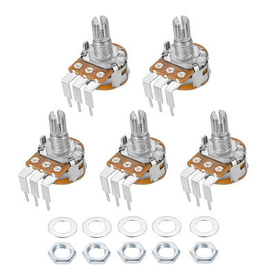 Harfington Uxcell WH148 Potentiometer with Switch 10K Ohm Variable Resistors Single Turn Rotary Carbon Film Taper 5pcs