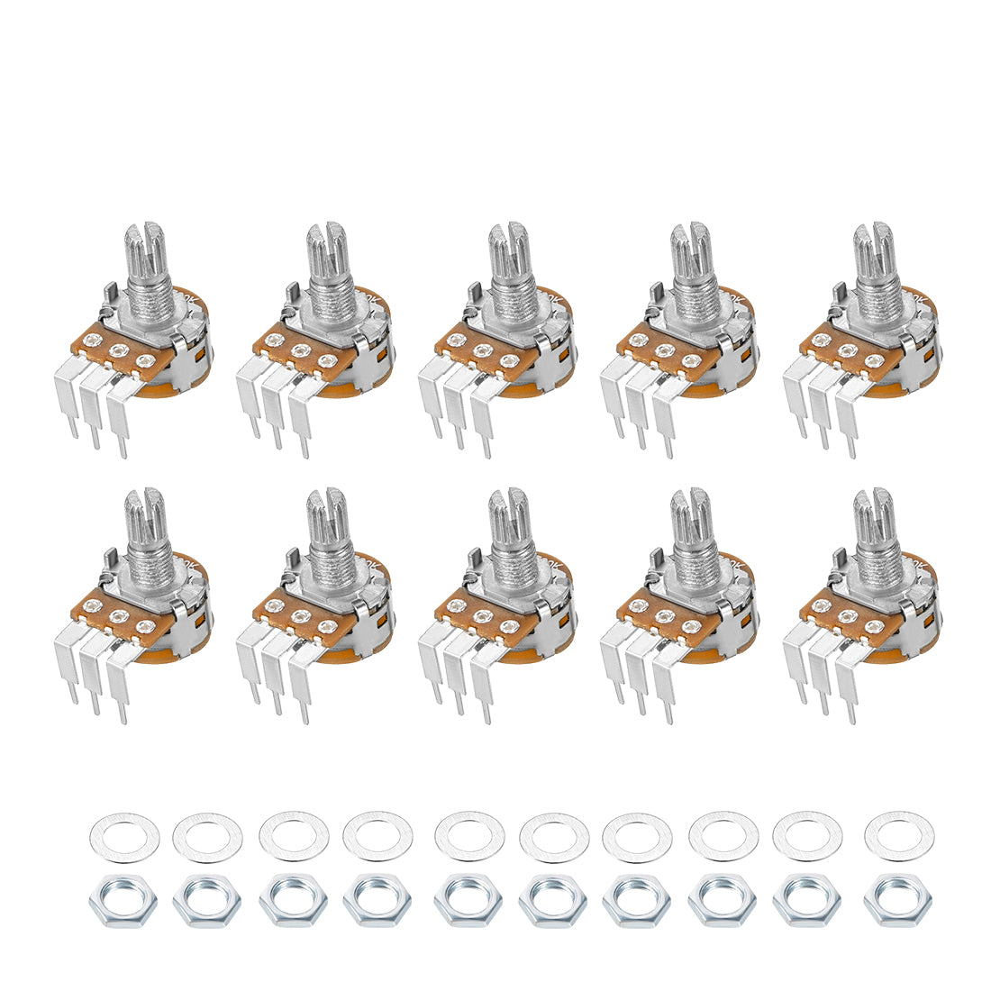 uxcell Uxcell WH148 Potentiometer with Switch 10K Ohm Variable Resistors Single Turn Rotary Carbon Film Taper 10pcs