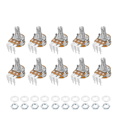 Harfington Uxcell WH148 Potentiometer with Switch 10K Ohm Variable Resistors Single Turn Rotary Carbon Film Taper 10pcs