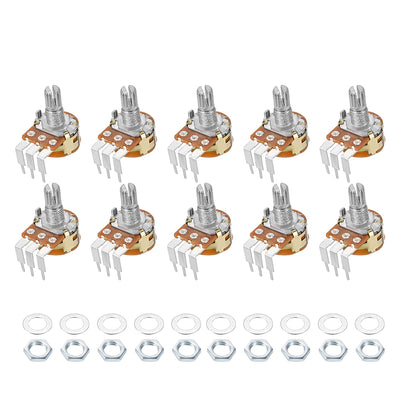 Harfington Uxcell WH148 Potentiometer with Switch 500K Ohm Variable Resistors Single Turn Rotary Carbon Film Taper 10pcs