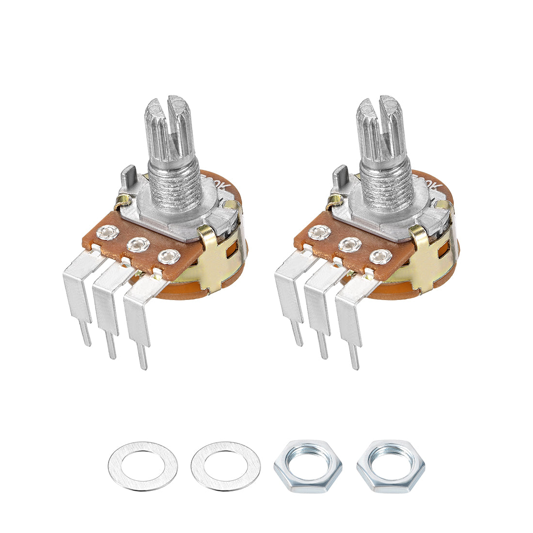 uxcell Uxcell WH148 Potentiometer with Switch 50K Ohm Variable Resistors Single Turn Rotary Carbon Film Taper 2pcs