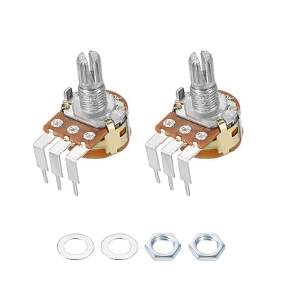 Harfington Uxcell WH148 Potentiometer with Switch 50K Ohm Variable Resistors Single Turn Rotary Carbon Film Taper 2pcs