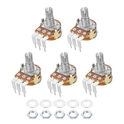 Harfington Uxcell WH148 Potentiometer with Switch 50K Ohm Variable Resistors Single Turn Rotary Carbon Film Taper 5pcs