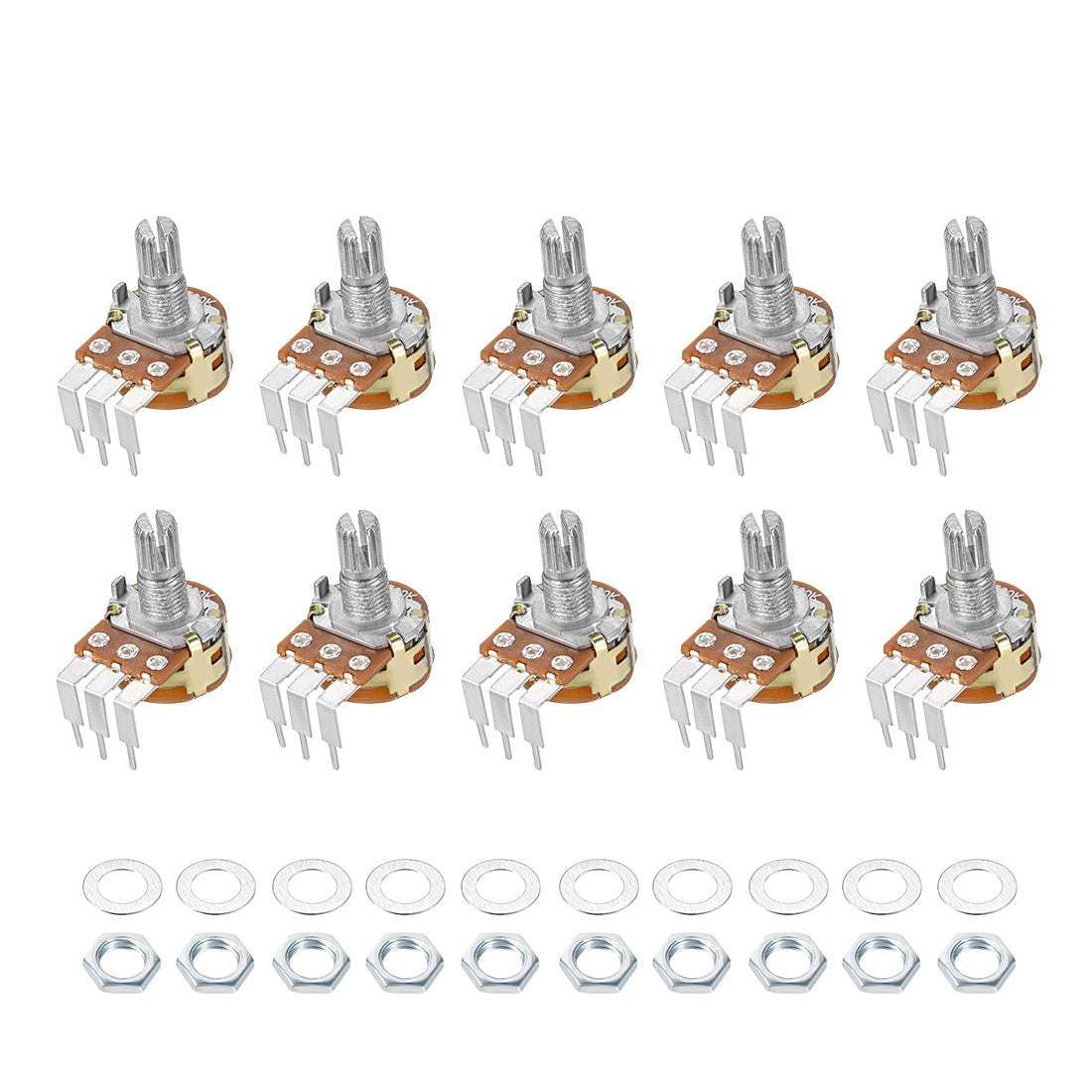 uxcell Uxcell WH148 Potentiometer with Switch 50K Ohm Variable Resistors Single Turn Rotary Carbon Film Taper 10pcs