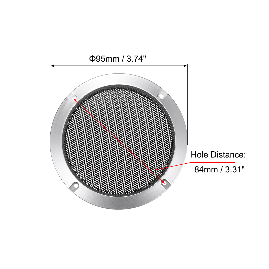 uxcell Uxcell 4Stk. 3" Lautsprechergrill Masche Dekorativ Kreis Tieftöner Schutz Abdeckung Audio Zubehör Silber