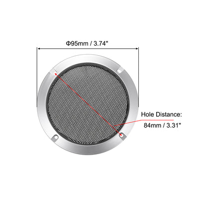 Harfington Uxcell 4Stk. 3" Lautsprechergrill Masche Dekorativ Kreis Tieftöner Schutz Abdeckung Audio Zubehör Silber