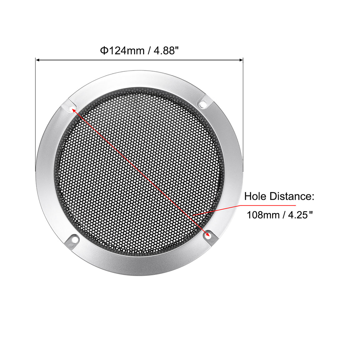 uxcell Uxcell 2Stk. 4" Lautsprechergrill Masche Dekorativ Kreis Tieftöner Schutz Abdeckung Audio Zubehör Silber