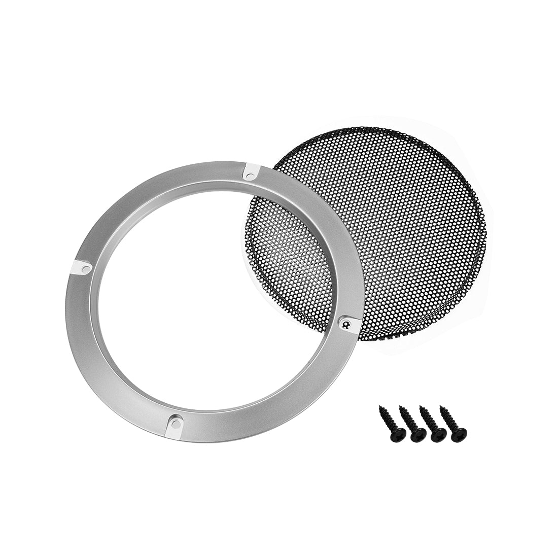 uxcell Uxcell 2Stk. 4" Lautsprechergrill Masche Dekorativ Kreis Tieftöner Schutz Abdeckung Audio Zubehör Silber