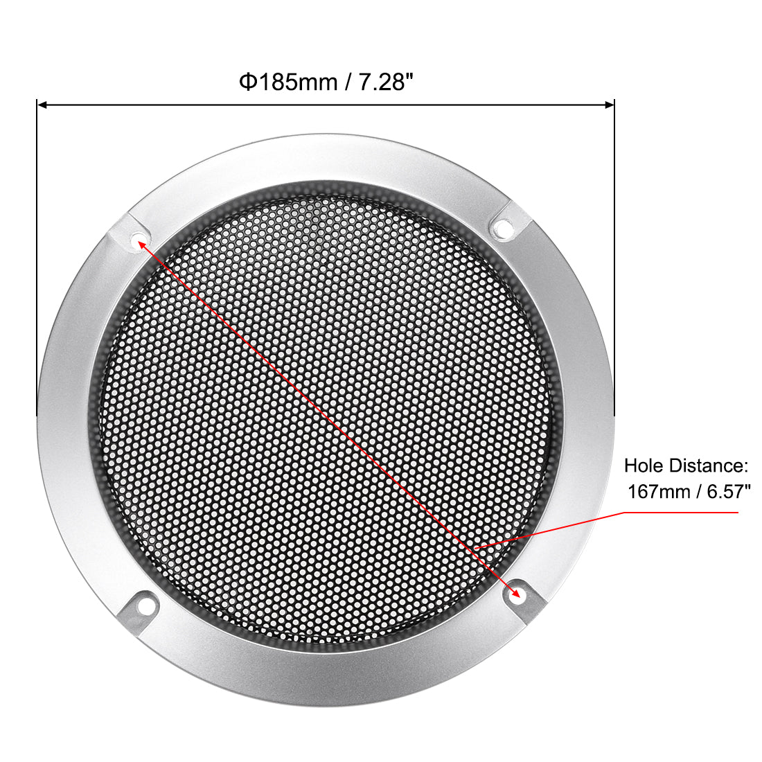 uxcell Uxcell 2Stk. Lautsprechergrill Masche Dekorativ Kreis Tieftöner Schutz Abdeckung Audio Zubehör Silber für 6.5" Montagebohrung Diagonalabstand