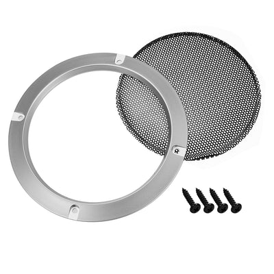 Harfington Uxcell 2Stk. Lautsprechergrill Masche Dekorativ Kreis Tieftöner Schutz Abdeckung Audio Zubehör Silber für 6.5" Montagebohrung Diagonalabstand