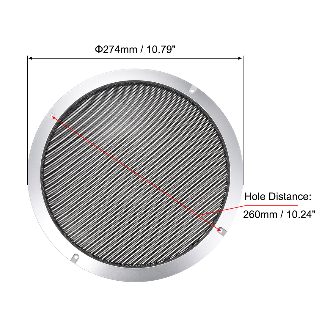 uxcell Uxcell 10" Lautsprechergrill Masche Dekorativ Kreis Tieftöner Schutz Abdeckung Audio Zubehör Silber