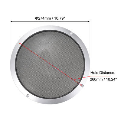 Harfington Uxcell 10" Lautsprechergrill Masche Dekorativ Kreis Tieftöner Schutz Abdeckung Audio Zubehör Silber